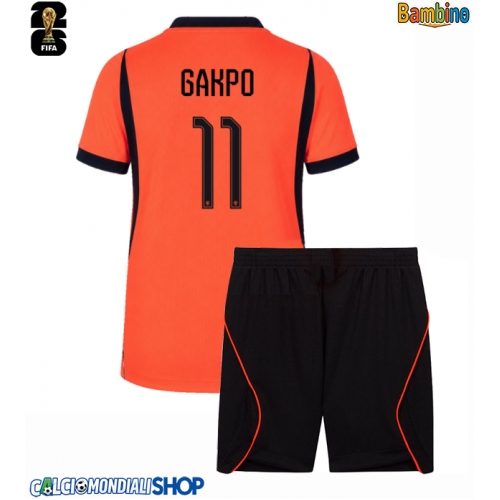 Maglie da calcio Paesi Bassi Cody Gakpo #11 Prima Maglia Bambino Mondiali 2026  Manica Corta + Pantaloni corti)